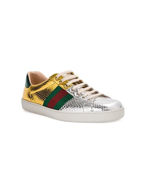 tenis gucci ace snake|Gucci ace metallic snakeskin sneakers.